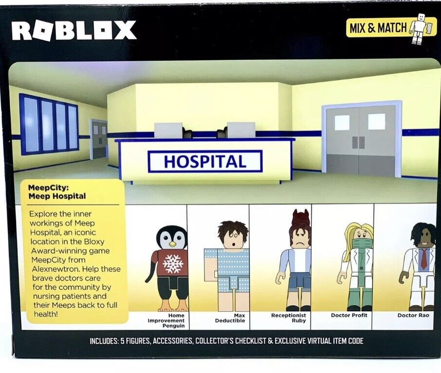 ROBLOX MeepCity: MEEP HOSPITAL 15 Piece Playset w/Exclusive Virtual Item