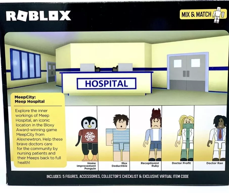 ROBLOX MeepCity: MEEP HOSPITAL 15 Piece Playset w/Exclusive Virtual Item