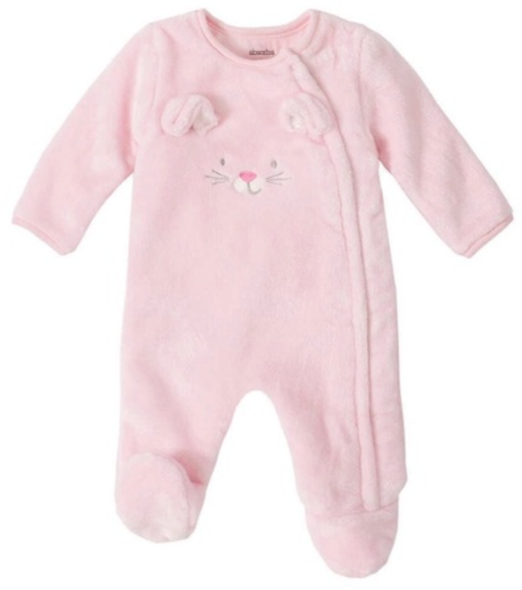 Absorba Infant Fuzzy Bunny Winter Footie Sleeper Hat, Pink, 3M