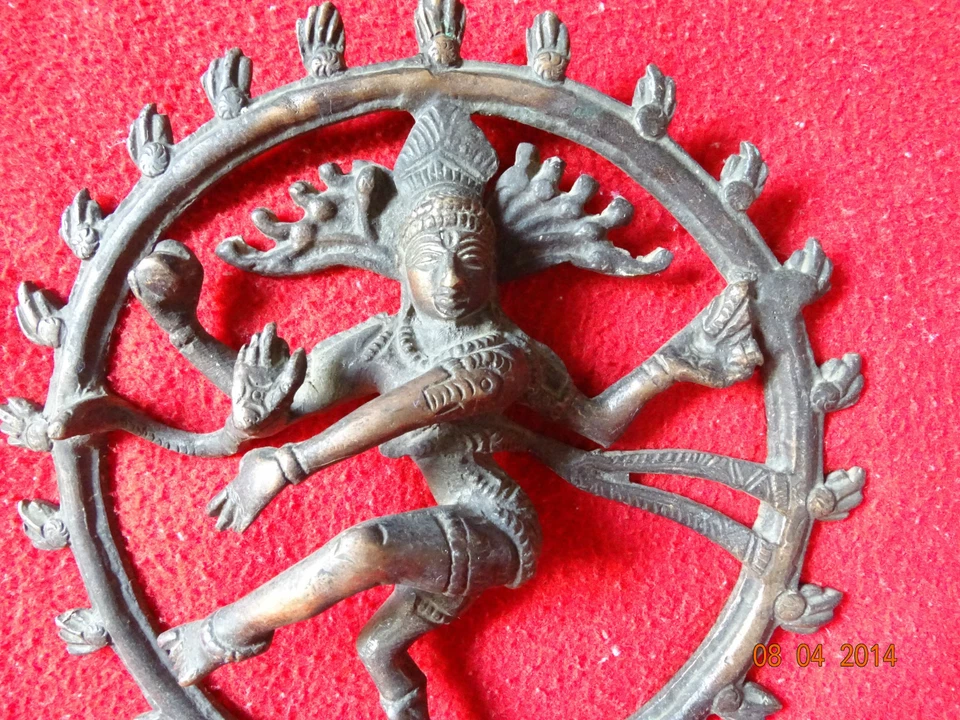 Vintage Solid Copper Hindu Tribal Dancing God Shiva Natraj Statue Figurine #08 - Image 3 of 4