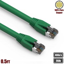 0.5FT Cat8 RJ45 Network LAN Ethernet S/FTP Patch Cable Copper 2GHz 40Gbps Green