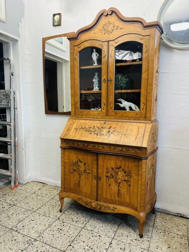 Sekretär mit Intarsien und Vitrinenschrank Antik Kommode Schreibtisch Vitrine - Bild 10 von 23