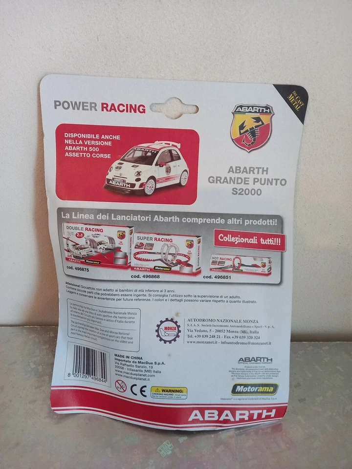 ABARTH 1:64 POWER RACING! MOTORAMA BLISTER NUOVO GRANDE PUNTO S2000 - Immagine 3 di 3