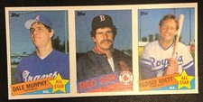 Murphy Brett 1985 Topps Baseball RARE! Trading Card Uncut 3 Card Panel Sheet