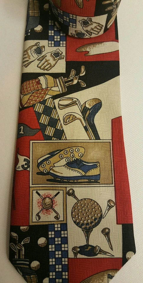 Camiseta deportiva Empire High Fashion para hombre corbata roja azul palos de golf pelotas de golf Foto 3 de 4