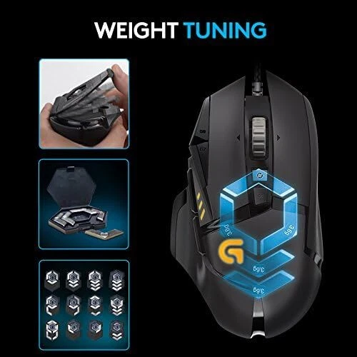 Mouse para juegos Logitech G502 Proteus Spectrum RGB sintonizable con cable, 12.000 DPI - Imagen 8 de 10