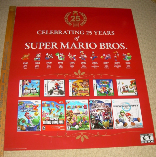 Nintendo Super Mario Brothers 25th Anniversary Store Poster 2010  **RARE** - Picture 1 of 5