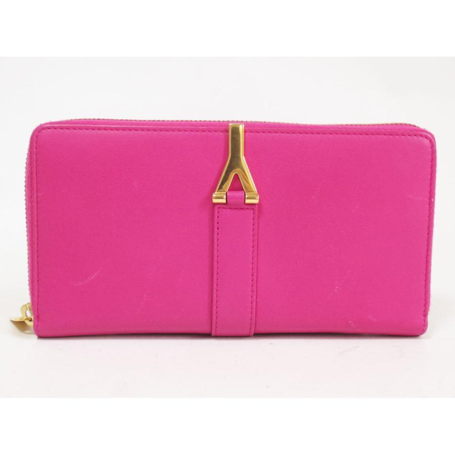 Authentic SAINT LAURENT YSL Y Line Full Zip Wallet Calf Leather