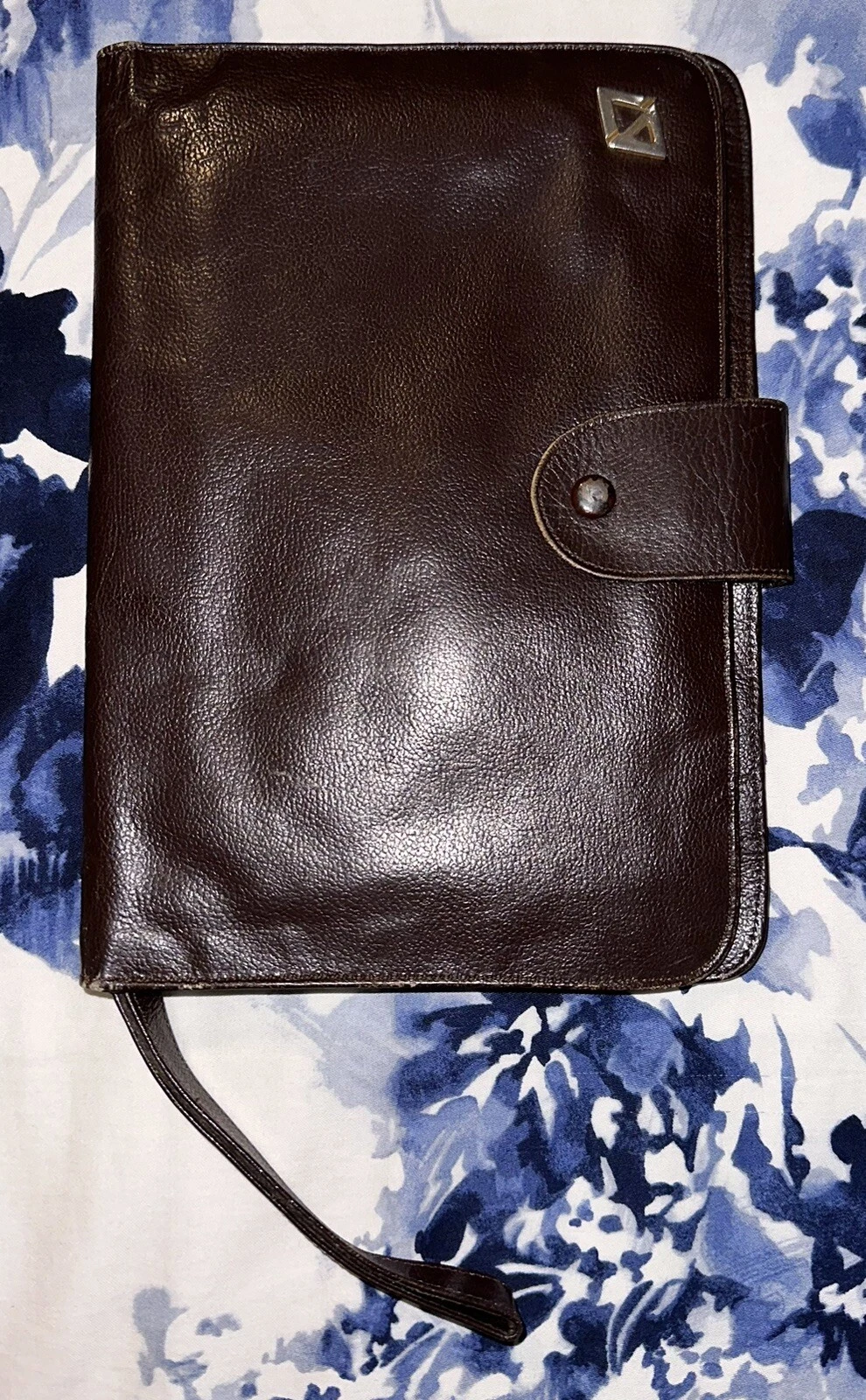 Sac portefeuille quotidien vintage en cuir marron Christian Dior chèque argent 