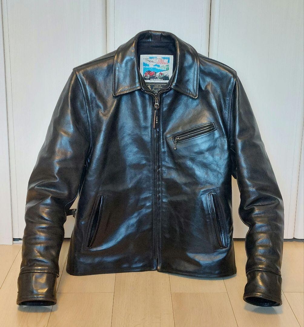 ジャケット・アウター AERO LEATHER Halfbelt leather jacket AERO LEATHER Jacket Halfbelt zip pocket color black size L fashion