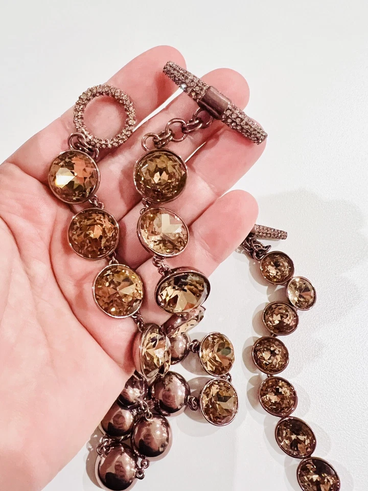 Juego de collar de piedras preciosas Juicy Couture cristales grandes tono oro rosa pavé palanca Foto 4 de 4