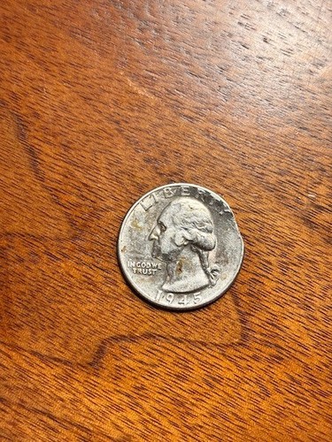 Beschädigte Silbermünze Washington Quarter 1945 - USA 25 Cent