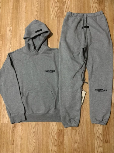 FEAR OF GOD paura di dio essentials tuta grigia avena scura taglia s