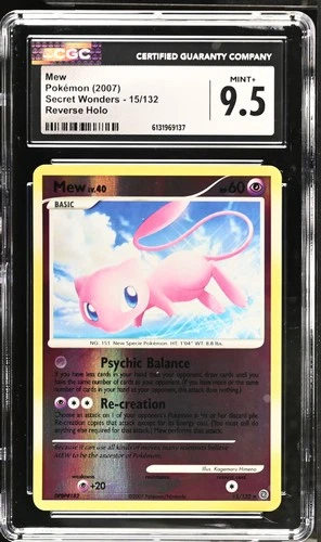 CGC 9.5 MINT+ Mew 15/132 Reverse Holo Secret Wonders Pokemon Card