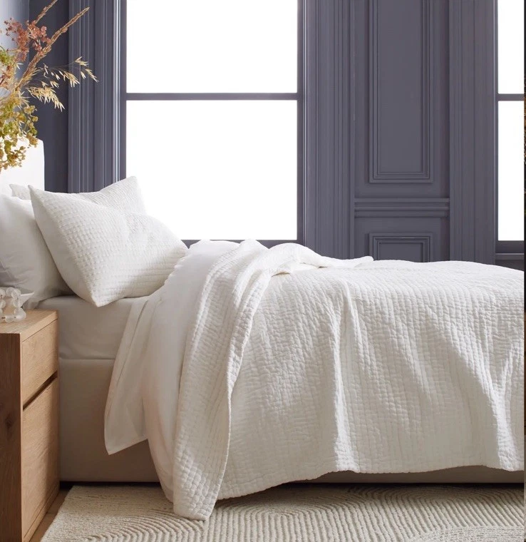 Edredón Quince King Cal King Silk Pick Stitch Marfil Nuevo Sin Etiquetas Caja Abierta Foto 2 de 4