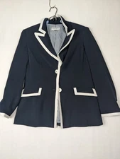 John Meyer Womens Navy Blazer Jacket Size 12 Polyester
