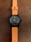 Esq Movado Swiss Quartz Watch Black Face Orange Silicone Band — photo 2