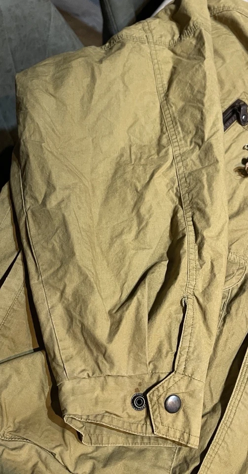 De Colección Chaqueta Orvis Para Hombres L Marrón Caza Campo Abrigo Con Capucha Forrado Exterior Cuero Foto 3 de 4