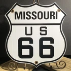 VINTAGE ROUTE MISSOURI 66 US PORCELAIN SIGN GASOLINE HIGHWAY ROAD GAS OIL