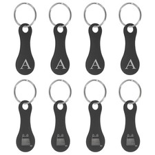 8Pcs Stainless Steel Shopping Trolley Token, Black Letter A Grocery Cart