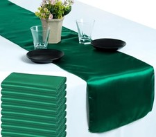 MDS 10 PCS Satin Table Runners 12 x 108 10 PCS 12 x 108 Inch Emerald Green