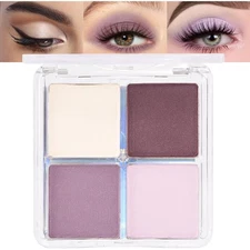 evpct Eyeshadow Quad Palette, Nude Pink Dark Mauve Plum Voilet Lavender Purpl...