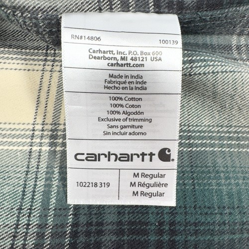 Camicia Carhartt verde relaxed fit manica lunga flanella quadri quadri check abbigliamento da lavoro medio - Foto 7 di 7