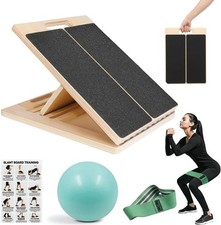 Adjustable Wooden Slant Board for Calf Stretching,Portable Incline Board for