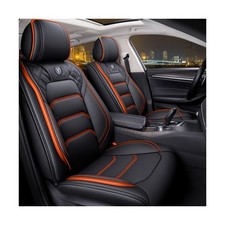 Comfortable Leather Auto Car Seat Covers 5 Seats Full Set Universal Fit Blac...