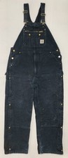 MENS 40x32 Black Carhartt Quilt Lined Double Knee Overalls P148