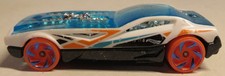 HOT WHEELS N4013 BYE FOCAL II WHITE & BLUE 1:64 DIECAST ORANGE WHEELS Loose Toy