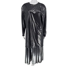 Vintage 70's Disco Metallic  Silver Skirt Top Set EU 42 US 6