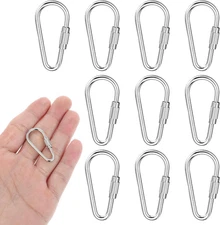 10 Pieces Heavy Duty Stainless Steel Quick Link Metal Mini Locking Carabiner Key