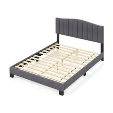 Queen Size Upholstered Platform Bed Frame with Horizontal Channel Tufted Headboard — listing 2