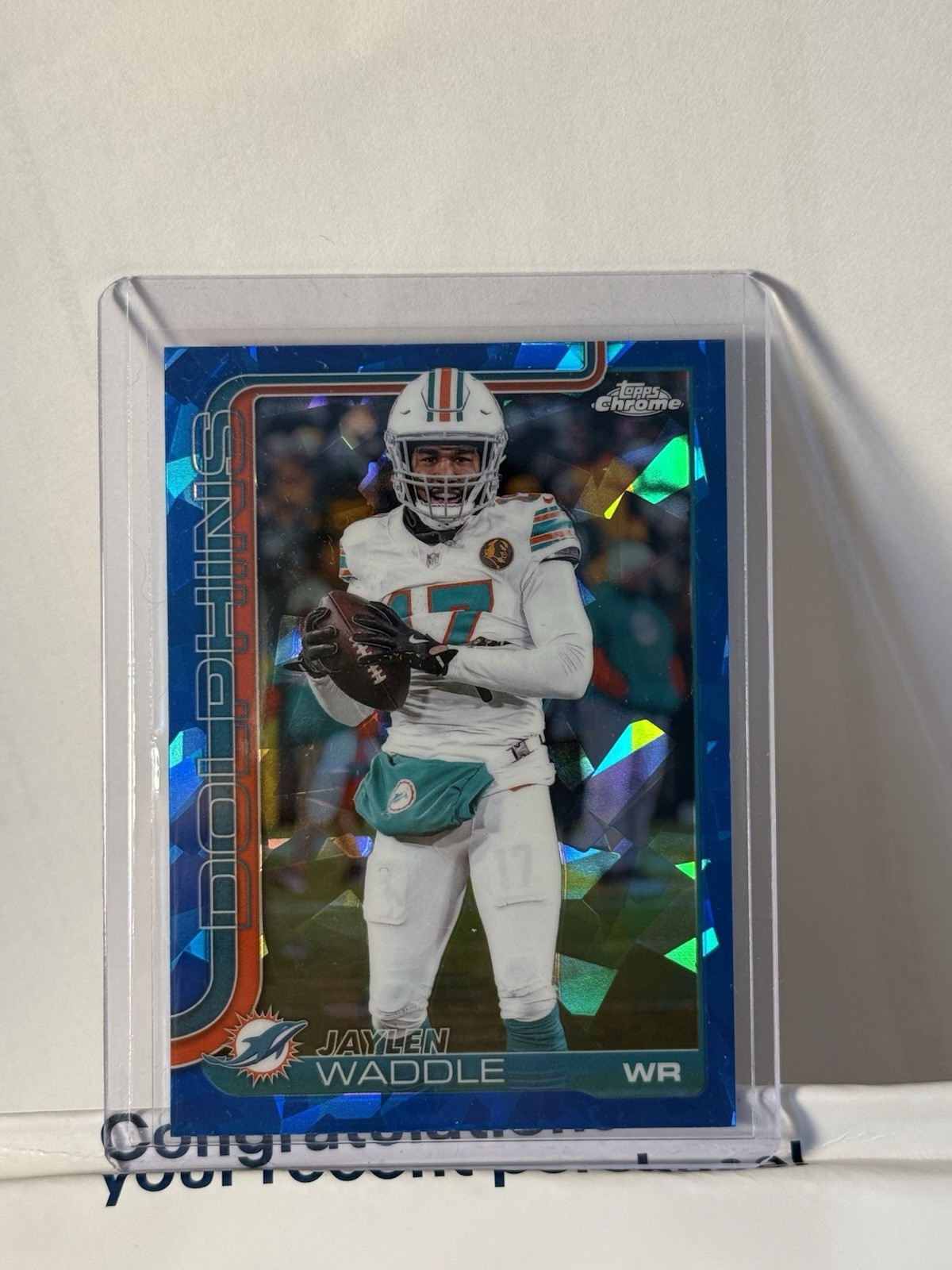 2025 Topps Chrome Sapphire Jaylen Waddle #186 Miami Dolphins