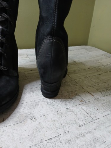 Sorel Joan Of Artic Wedge Tall Lace Up Charcoal Suede Black Boots Size 9.5 - Picture 7 of 24