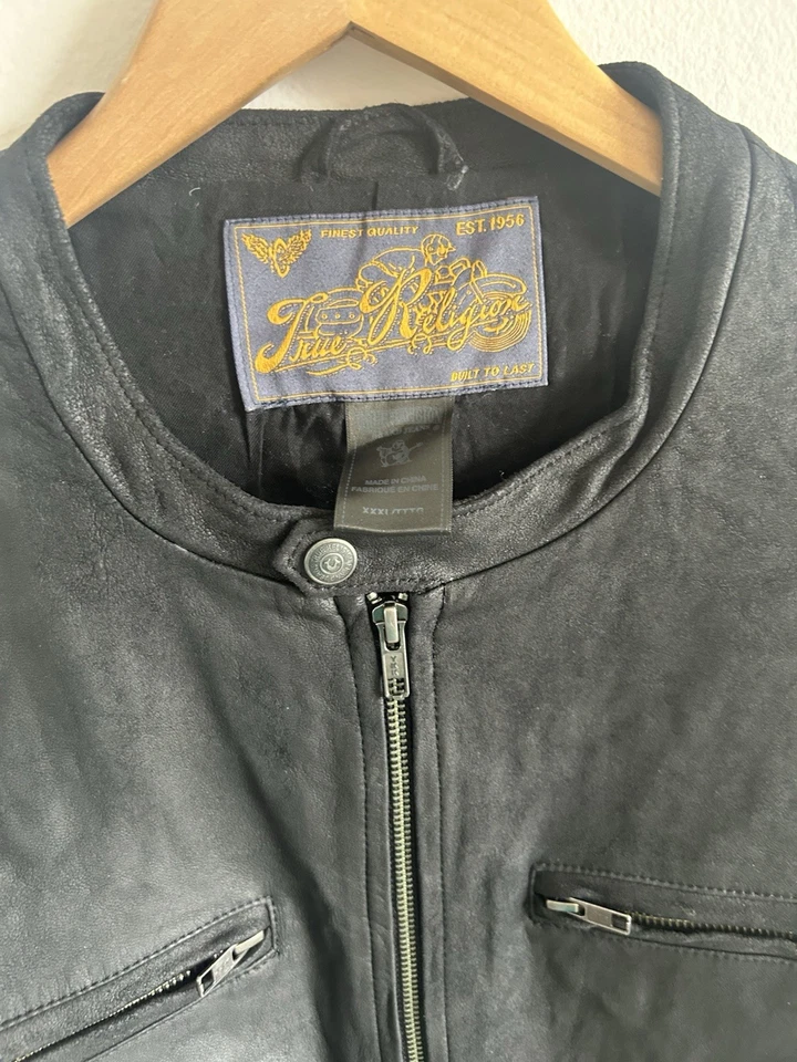 Chaqueta bomber de cuero para hombre True Religion XXXL gamuza Foto 3 de 4