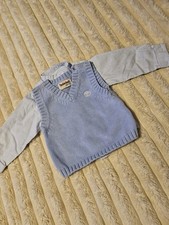 Timberland baby cable kit vest baby blue cotton v neck with shirt