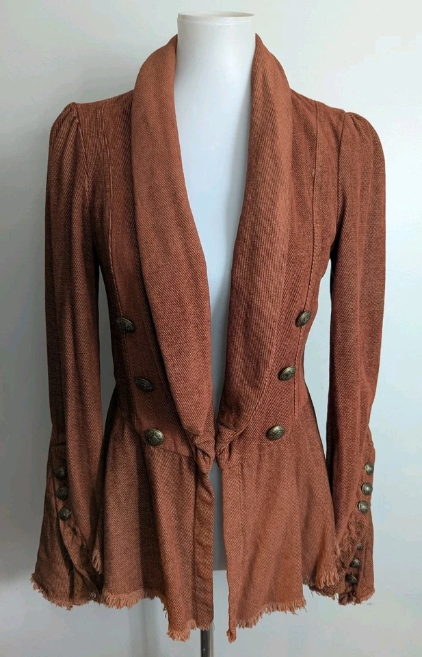 Chaqueta Blazer Free People Throwback Pana Vintage Retro XS Marrón Bohemio  Foto 4 de 4