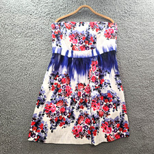 City Chic Womens A-line Dress Plus Size S Pink Blue Floral Off the Shoulder