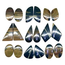 9 Pairs Natural Zebra Jasper 24-34mm Loose Cabochon Gemstones Lot for Earrings