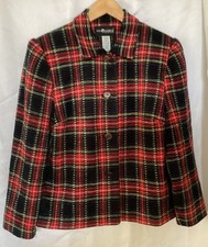 VTG Sag Harbor Plaid Blazer Size 12 Preppy Tartan Holiday Classic Petite Jacket