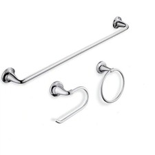 Constructor 3-piece Bath Hardware Set 24" Towel Bar Towel Ring TP Holder, Chrome
