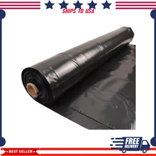 20 ft. x 100 ft. x 4 mil Black Plastic Sheeting Lightweight Durable Multiple Use