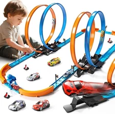 Slot Car Race Track Set Manual Powered Race Track Dual Racing Car Track Set