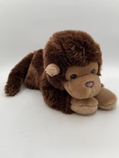 Aurora A A Plush Monkey Flopsies Beanbag Laying Ape Brown Tan Plush 14  Chimp