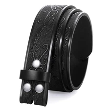 JASGOOD Western Leather Belt Strap for Men without Buckle Engraved Embossed C...