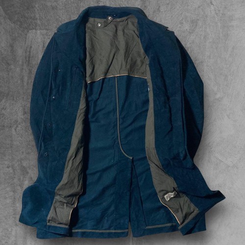 Velour Peel Coat 90s Italy Arfango Navy Cotton M-L Vintage - Foto 10 di 14