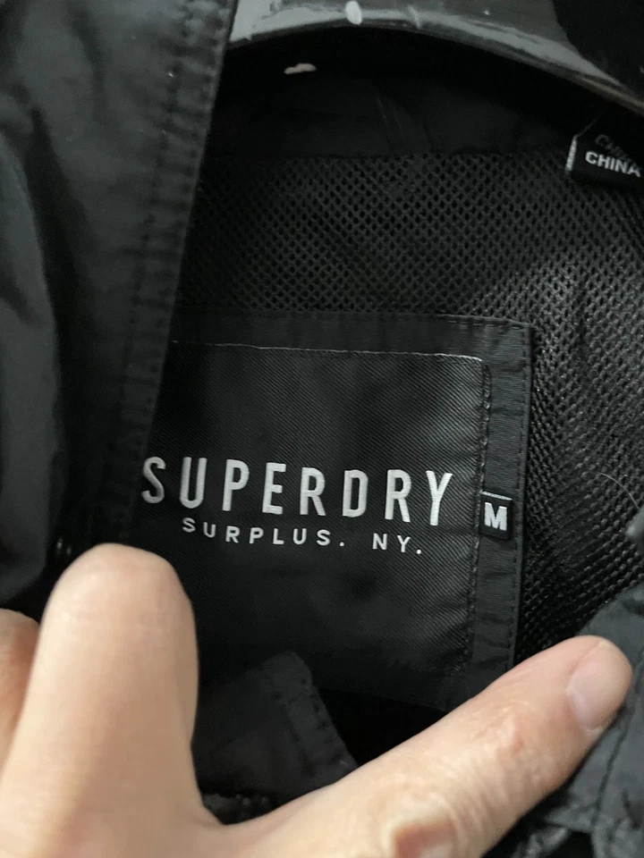 Superdry Military Parka Jacket Mens M Black Full Zip Fish Tail Urban Techwear - Image 4 of 4