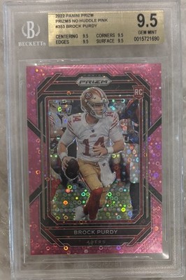 2022 Panini Prizm- Brock Purdy #353 Pink No Huddle Prizm /15 RC BGS 9.5 True Gem
